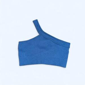 Blue One-Shoulder Crop Top